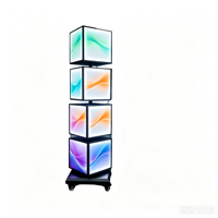 Panneau publicitaire lumineux sur pied, double face, LED, type totem, pour centre commercial, solution d'affichage pour atrium, usage commercial
