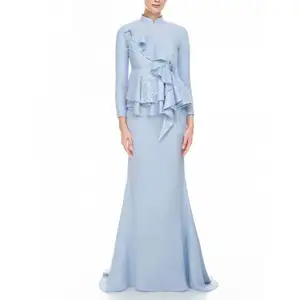 Kebaya-Conjunto de ropa tradicional musulmana de Malasia para mujer, conjunto de moda Sexy e informal, de manga larga, bazu Kurung de Malasia, 2021