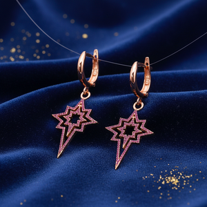 Pendientes colgantes con diseño de brújula de Estrella del Norte rubí, Plata de Ley 925 turca, joyería fina hecha a mano a la moda al por mayor - Product Image 3