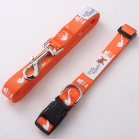 Qqpets Tali Anjing Mewah Premium Kustom Poliester Kerah Gaya Fashion Pola Cetak Pita Reflektif Hewan Peliharaan