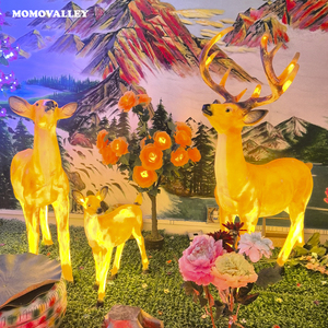 Momovalley-Lumières <span class=keywords><strong>de</strong></span> cerf en fibre <span class=keywords><strong>de</strong></span> verre translucide pour l'intérieur, éclairage <span class=keywords><strong>de</strong></span> <span class=keywords><strong>Noël</strong></span> pour jardins et pelouses - Product Image 2