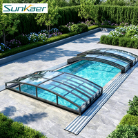 Qualitäts gesicherte kunden spezifische schnelle Lieferung Polycarbonat Außen pool abdeckung Aluminium versenkbares Pool gehäuse
