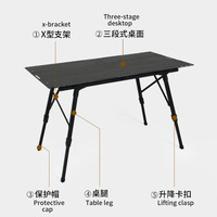 Ensemble de pique-nique d'extérieur en trois pièces en alliage d'aluminium, grande table tactique et chaises pliables, design de rangement à trois niveaux, mobilier portable