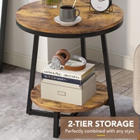 Table basse ronde industrielle à deux niveaux Tribesigns, nouveau style, table d'appoint en bois pour salon, meuble en panneaux de bois