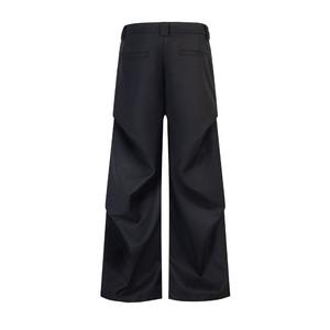 Robe noire décontractée haut de gamme, ample et droite, plissée, évasée, longue jusqu'au sol, à blocs de couleur, style rétro américain, écologique et de niche - Product Image 5