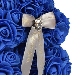Fleurs artificielles, ours en roses artificielles, couleur unie, pour la Saint-Valentin, les anniversaires, la fête des mères et les mariages, avec une boîte cadeau rose de 10 pouces - Product Image 5