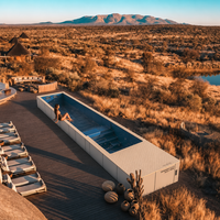 Piscine en fibre de verre de 40 pieds prête pour les fêtes avec une terrasse ensoleillée spacieuse, piscine de divertissement extérieure entièrement équipée pour les événements et les grandes villas