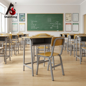 Proveedores Mayoristas de Conjuntos de Escritorio y Silla Escolar Individuales, Escritorios de Estudio para Estudiantes con Cajón Metálico, Gancho para Mochila, Servicio de Personalización - Product Image 1