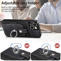 Étui en cuir rétro vintage compatible avec iPhone 18, porte-cartes, anneau magnétique, protection antichoc, étui folio