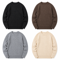 Pull-over décontracté chaud à manches longues pour homme, col rond, couleur unie, broderie, 12GG, vente en gros directe d'usine