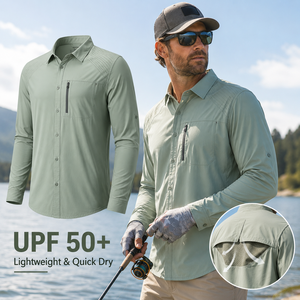 เสื้อตกปลาแขนยาวสำหรับผู้ชาย ป้องกันแสงแดด UPF 50+ น้ำหนักเบา เหมาะสำหรับเดินป่าและตกปลา - Product Image 1