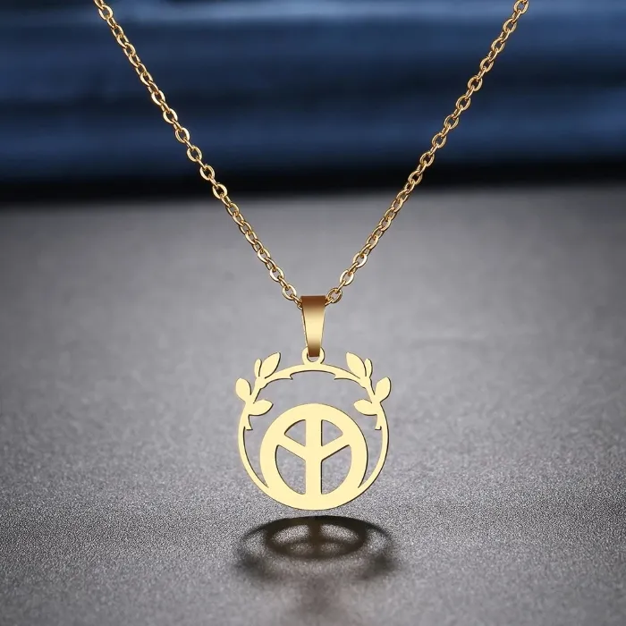 Stainless Steel Meaningful Necklaces Garland World Peace Symbol Sign Pendants Chain Choker Jewellery Fashion Necklace