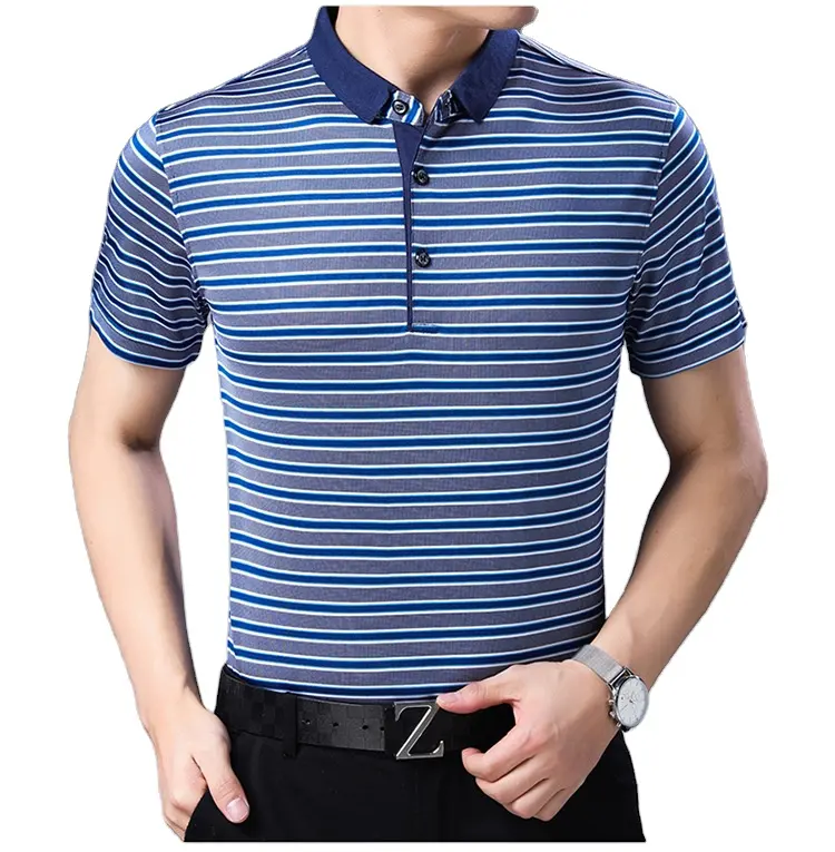 उच्च गुणवत्ता चीन फैक्टरी मूल्य 100% कपास धारीदार पोलो टी शर्ट लघु आस्तीन धारीदार पोलो गोल्फ शर्ट चीन में बनाया