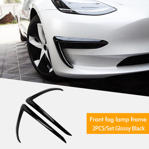 Tesla <b>Model</b> 3 Headlight Brow Trim Glossy Black Carbon Texture ABS 390mm Lighting Trim Cover - Product Image 4