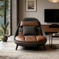 Moderner Luxus-Ledersessel Ergonomischer Drehbarer Loungesessel Komfortabler Gepolsterter Wohnzimmer-Möbel Sitzsofa