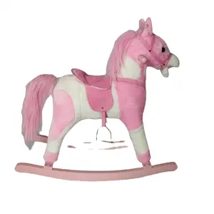 anpassbares rosa plüsch Pferd-Spielzeug für Kinder Schaukelpferd mit Holzboden