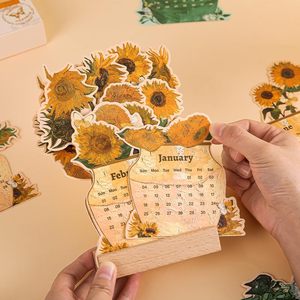 Icceemee 2026 điện tử lịch đồng hồ có thể tháo rời hàng tháng hoa trang cổ điển sơn dầu phong cách gỗ vật liệu LCD hiển thị - Product Image 3