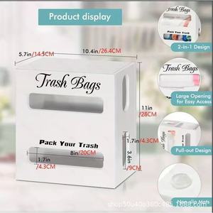 Double Layer Wall Mounted Trash Bag <b>Storage</b> <b>Box</b> With Partitions For <b>Kitchen</b> Organization White Rectangle Shape - Product Image 5