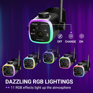 ไมโครโฟนบันทึกเสียง <span class=keywords><strong>FIFINE</strong></span> AM9 RGB Dynamic XLR/<span class=keywords><strong>USB</strong></span> Type-<span class=keywords><strong>C</strong></span> พร้อมปุ่มปิดเสียง/ปรับระดับเสียง สำหรับพีซี สตรีมมิ่ง สตูดิโอ ไมโครโฟนระดับมืออาชีพ - Product Image 2