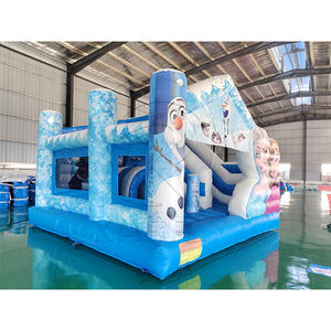 Château Gonflable Personnalisé <span class=keywords><strong>Elsa</strong></span> Bleu pour Fêtes, Maison de Rebond Gonflable Princesse avec Toboggan Intérieur - Product Image 5