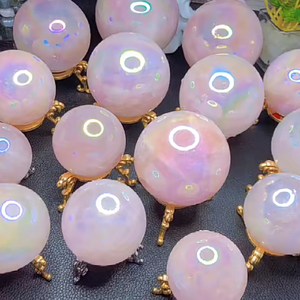 ลูกบอลโรสควอตซ์สีรุ้งประกายระยิบระยับ รุ่น Star River Bling สำหรับตกแต่ง วิคคา เรกิ ฮีลลิ่ง คริสตัลกึ่งมีค่า ฟงชุ่ย DIY - Product Image 4