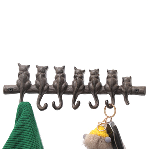 Móc Áo Hình Động Vật Bằng <span class=keywords><strong>S</strong></span>ắt Đúc Hình Bảy Con Mèo Để Trang Trí Nhà Cửa - Product Image 4