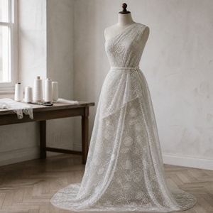 Tessuto in Pizzo Ricamato con Rose Bianche, <span class=keywords><strong>Tulle</strong></span> Trasparente per Abiti da Sposa, Abiti da Sera, Cucito Fai-da-Te, Vendita all'Ingrosso - Product Image 4