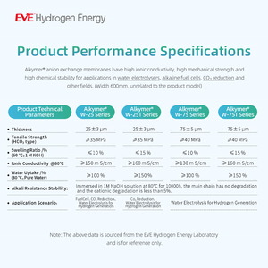 Alkymer for Hydrogen Energy W-75T Series QAPPT Membrana de troca <span class=keywords><strong>anion</strong></span> High Hydroxide Ion Condutividade Low Inchaço Electrólise - Product Image 2