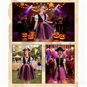 बच्चों की समुद्री डाकू पोशाक पोशाक लड़कियों के साथ पार्टियों के लिए कॉस्प्ले ड्रेस-अप स्कर्ट - Product Image 6