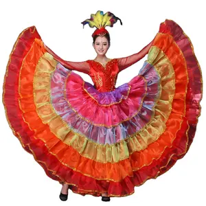 Flamenko elbise ispanyolca dans kostümü açılış dans elbise ulusal klasik dans kostümü
