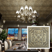 Plaques de plafond imitation étain 2x2 pieds en PVC imperméable, panneaux muraux décoratifs pour restaurant PL04 Or antique PAINTSDECOR, livraison incluse