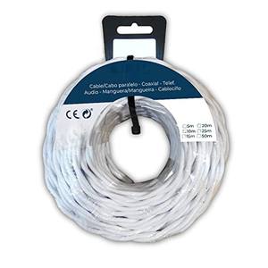 Cable textil trenzado H05V-K 2 x 1,00 mm blanco, 5 m, ideal para instalaciones eléctricas y conexiones seguras. - Product Image 1