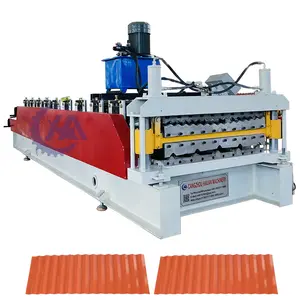 Doppellagige Trapezoidische Wellblech-Dachplattenrollenformmaschine Metall-Dachziegelherstellungsmaschine