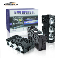 Feux de calandre à trois yeux XSUNBEAM Premium, design populaire, 6500K, étanches IP67, avec lentille de projecteur Bi-LED pour voiture