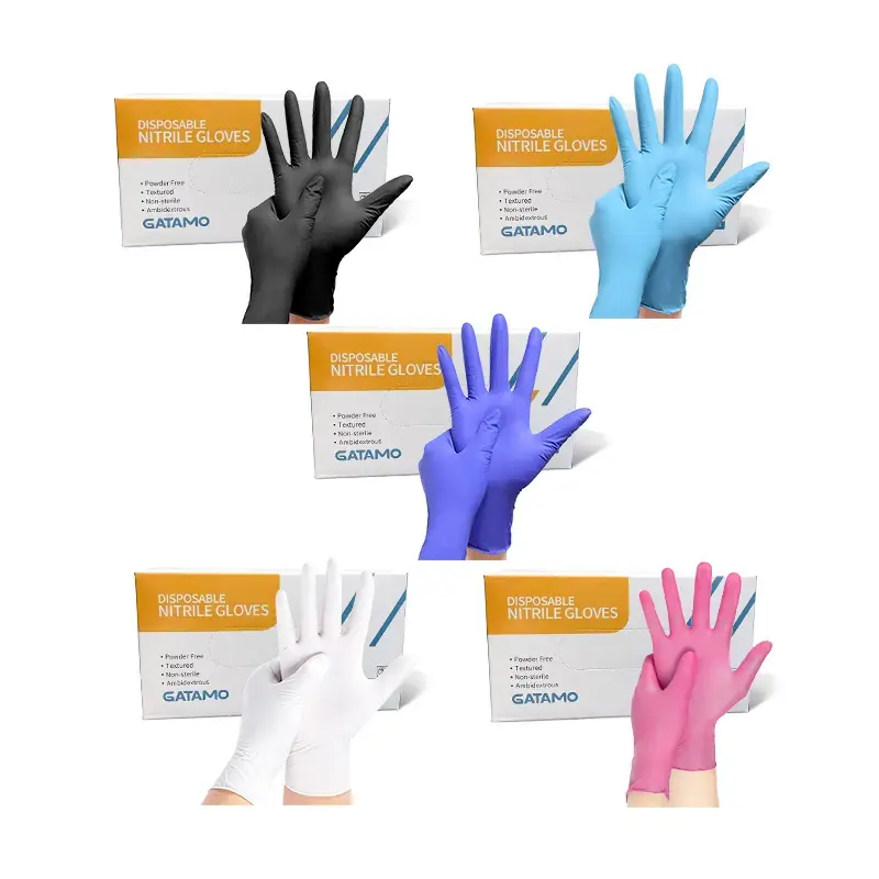 G9 Cheap Exam guantes de nitrilo Box 4mil 6mil Gants en nitrile noir Examen pur pour l'élimination des aliments gants en nitrile sans poudre