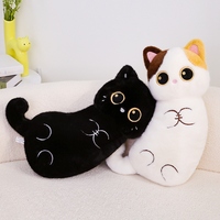 Coussin long en peluche chat noir calico siamois, doux et moelleux, pour canapé, lit ou sommeil, idéal comme cadeau