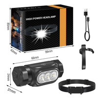 Lampe frontale magnétique portable HP120 1150LM super lumineuse, étanche, à intensité variable en continu, rechargeable USB-C, torche LED pour la pêche