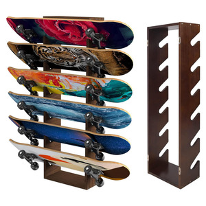 Support de <span class=keywords><strong>rangement</strong></span> pour planche à roulettes à 6 niveaux, support <span class=keywords><strong>mural</strong></span> en bois, support pour planche à roulettes, organisateur de planche à roulettes - Product Image 3