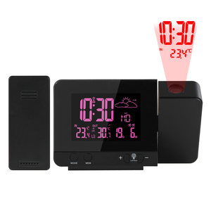 Horloge Réveil avec Affichage 8 Couleurs, Station Météo avec Capteur Sans Fil, <span class=keywords><strong>Projection</strong></span> de la Température et de l'Heure, Horloge DCF - Product Image 1