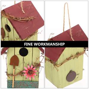 Maison d'oiseau suspendue pour maison d'oiseau décorative en bois de jardin rustique extérieur - Product Image 2