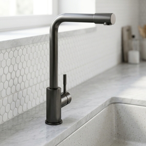 Rubinetto da cucina FRAP moderno monocomando, miscelatore acqua calda e fredda girevole a 360 gradi in acciaio inossidabile per uso cucina - Product Image 4