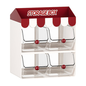 Storagebox Desktop Organizer Dual Layer Four Grids Stackable With Lid For Tea Coffee <b>Storage</b> <b>Kitchen</b> Counter Use - Product Image 5