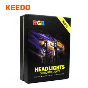 자동차 조명 12-24v 전화 app 제어 WRGB rgb 자동차 led 헤드 라이트 카마로 h13 9008 hb3