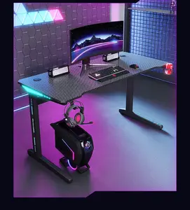 Modern ev basit Pc bilgisayar oyun masası oyun Rgb Metal çerçeve L şekli masa masaüstü e-spor ticari mobilya