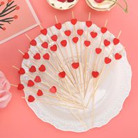 100 stuks bamboe biologisch afbreekbare hartvormige cocktailprikkers & fruitstokjes voor feest- & bruiloftdecoratie, charcuterieplank accessoires