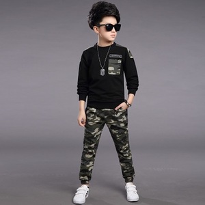 Yeni sonbahar moda kamuflaj çocuklar giyim setleri gençler çocuk Boy askeri üniforma giysi iki parça bir takım pamuk bebek mektup