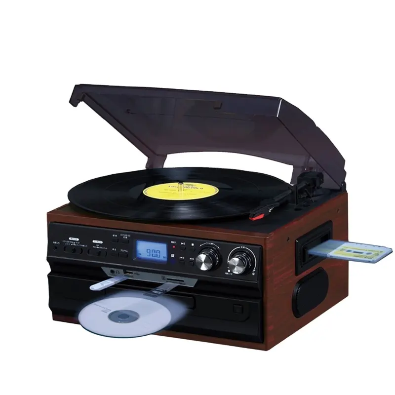 Lettore di dischi in vinile per grammofono portatile classico di fascia alta con altoparlante digitale cd elettrico radio