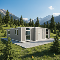 Grande maison conteneur préfabriquée mobile et extensible de 40 pieds sur 20 pieds, 5 chambres, en acier léger, maison portable, villa, hôtel, supermarché moderne