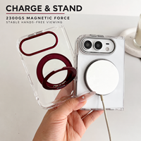 Étui magnétique avec support pour iPhone Duo, transparent, en TPU acrylique de 2,0 mm, maintien puissant 2300GS, cadre d'appareil photo, boutons tactiles