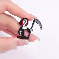 Broche de esmalte de la Muerte Sinfónica de dibujos animados, insignia metálica decorativa de figura de anime creativa y cómica, para solapa, regalo de joyería de Halloween